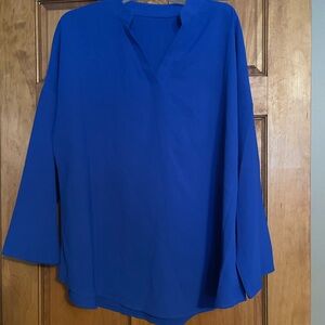 Women's Blue V-Neck Top